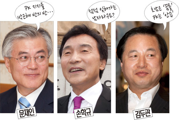 민주통합당 ‘빅3’ 지지율 고민중