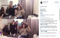 한채아, 촬영 준비 중 '시간 보내는 방법'..다같이 '브이 셀카'