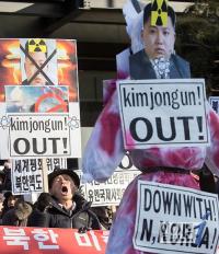 어버이연합 회원들 ‘김정은 핵실험 OUT’
