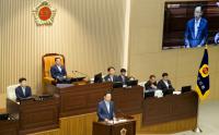명현관 전남도의회 의장, 경북도의회서 연설 '교류·협력사업' 제안