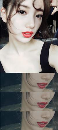 수지, 강렬한 레드입술 유혹 셀카 공개 "미치도록 예뻐"