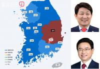 민주당 광역단체장 14곳 싹쓸이 "파란돌풍 속 권영진·이철우, 보수심장 사수" 