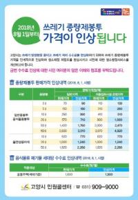 고양시, 내달 1일 쓰레기 종량제봉투 가격 인상