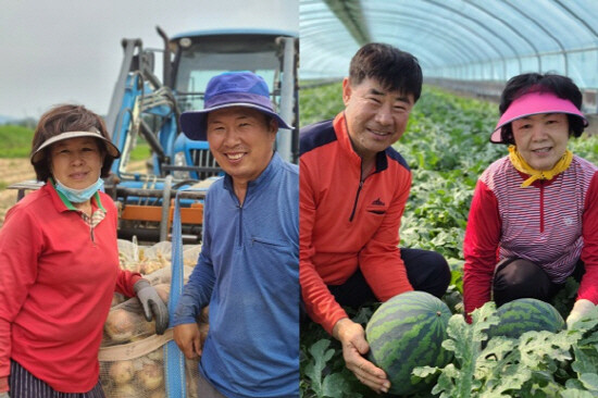 합천동부농협 심영희·문병기(왼쪽), 김해한림농협 김성곤·윤봉자 부부