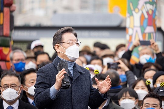 1월 24일 이재명 후보가 양평 라온마당에서 유세를 하는 모습. 사진=이재명 후보 측 제공