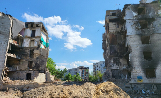 전쟁 피해를 겪는 우크라이나 키우이지역 모습. 사진=그린닥터스 제공