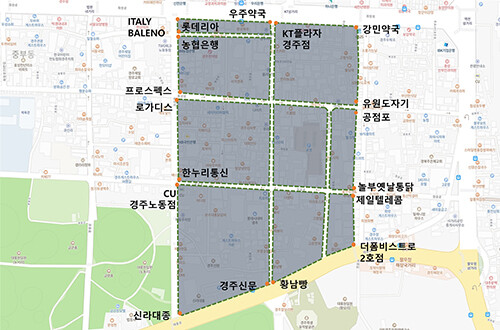 경주 상권르네상스 사업 종합 위치도. 자료=경주시 제공