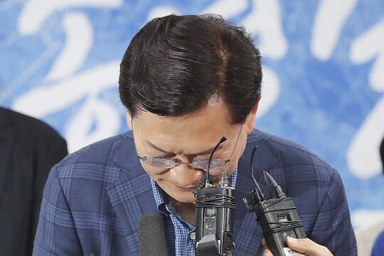 송영길 전 더불어민주당 대표가 2022년 6월 서울시장 선거에서 패배한 후 입장을 밝히고 있다. 사진=국회사진취재단