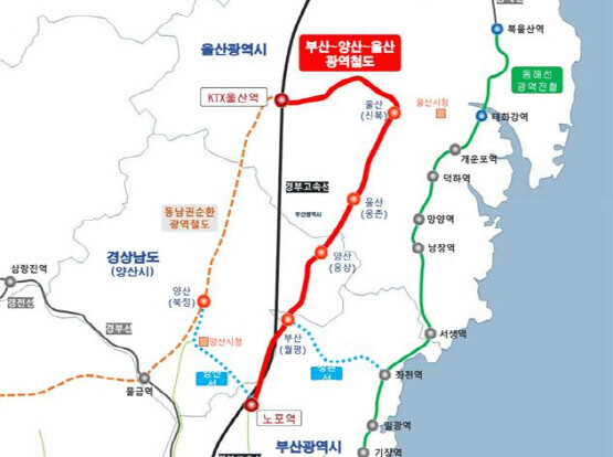 부산-양산-울산 광역철도 위치도. 사진=부산시 제공