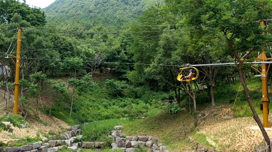 경남 진주 월아산의 복합 산림복지시설인 '숲속의 진주'에서 하늘자전거 형태의 놀이기구가 공중에서 멈추는 사고가 발생했다. 사진=숲속의 진주 홈페이지 캡처