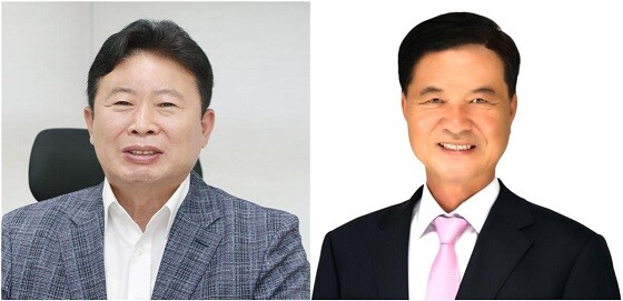 왼쪽부터 서태원 가평군수,  최춘식 국회의원.