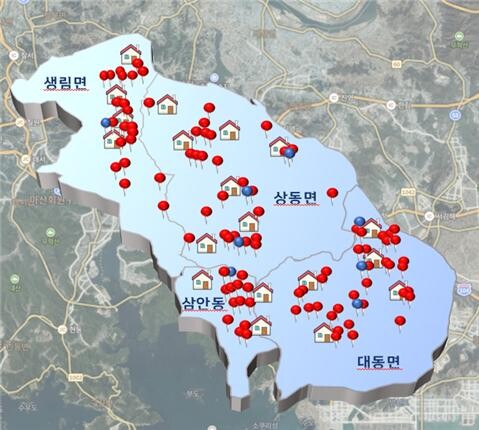 2024년 신재생에너지 융복합지원사업 사업대상지 밀집도. 사진=김해시 제공