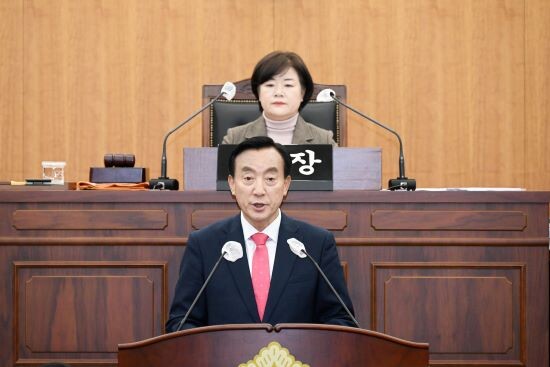 추경예산안서 편성발표하는 박천동 북구청장. 사진=북구청 제공