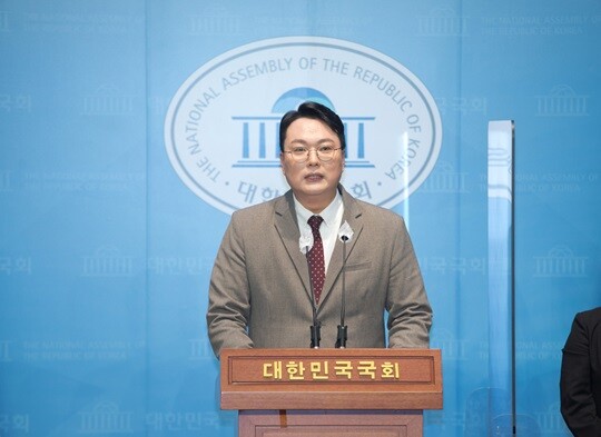지난 2월 국회에서 기자회견 중인 천하람 국민의힘 전남 순천갑 당협위원장. 사진=이종현 기자