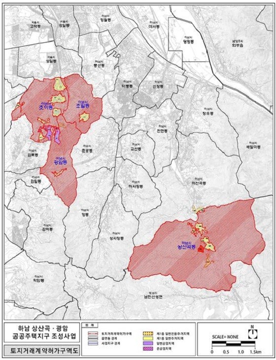 하남시 토지거래계약 허가구역 지형도면. 사진=하남시 제공