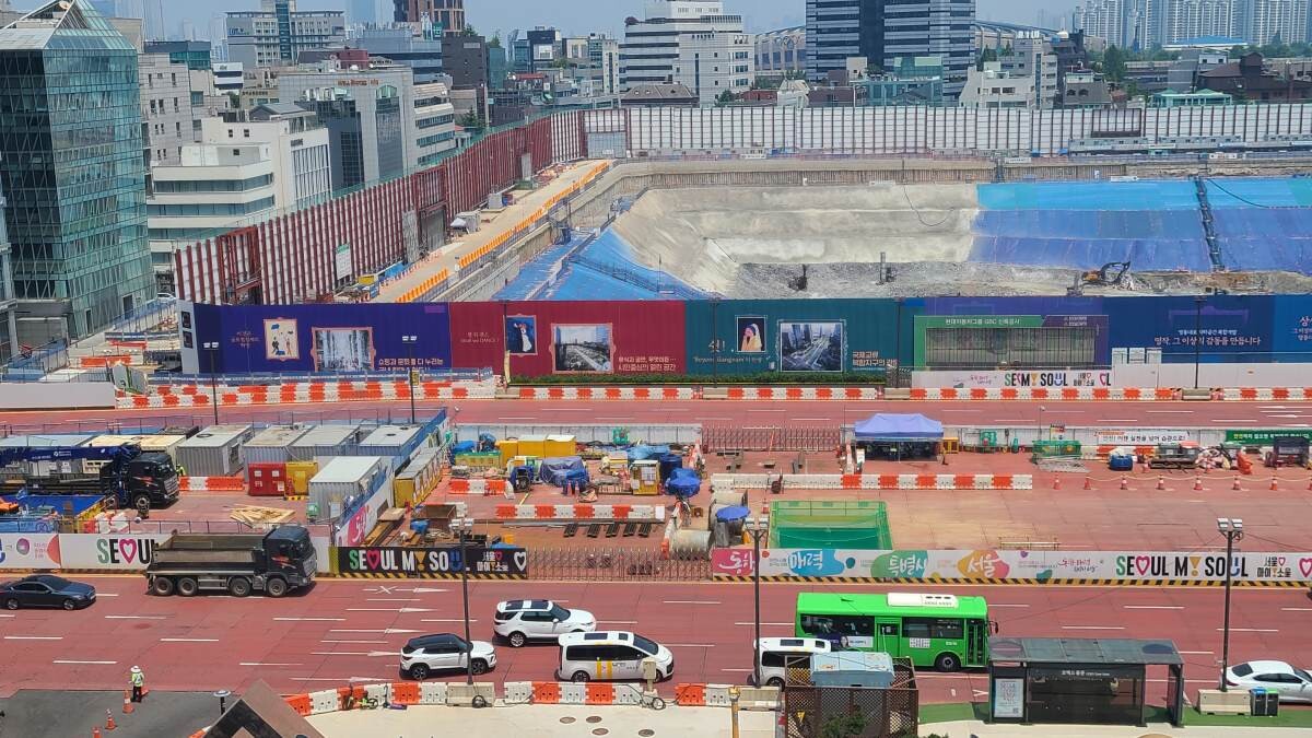 서울 강남구 영동대로 지하공간 복합개발 건설사업 현장. 사진=이강훈 기자