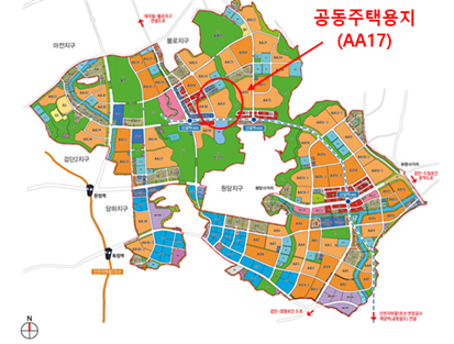 인천 검단지구 공동주택용지 AA17블록 위치도. 사진=인천도시공사 제공