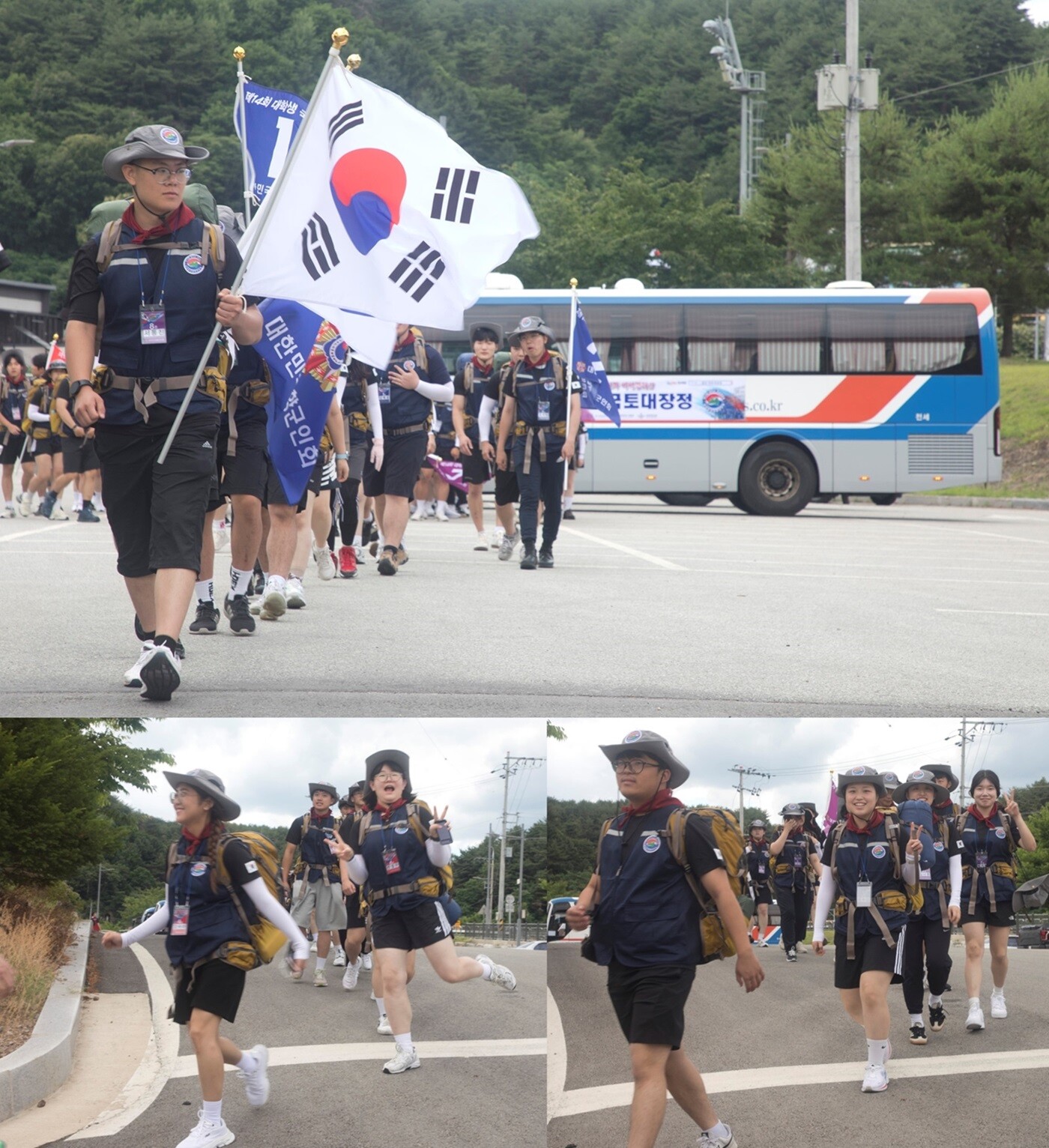 6월 25일 오후 대한민국재향군인회 제14회 국토대장정 대원들이 육군 12보병사단 서화대대를 향하면서 첫 행군 일정을 소화하고 있다. 사진=이종현 기자