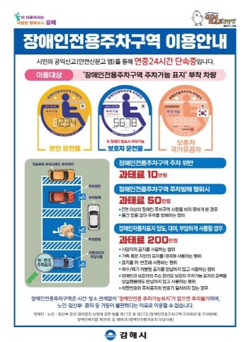 장애인주차구역 준수 홍보물. 사진=김해시 제공