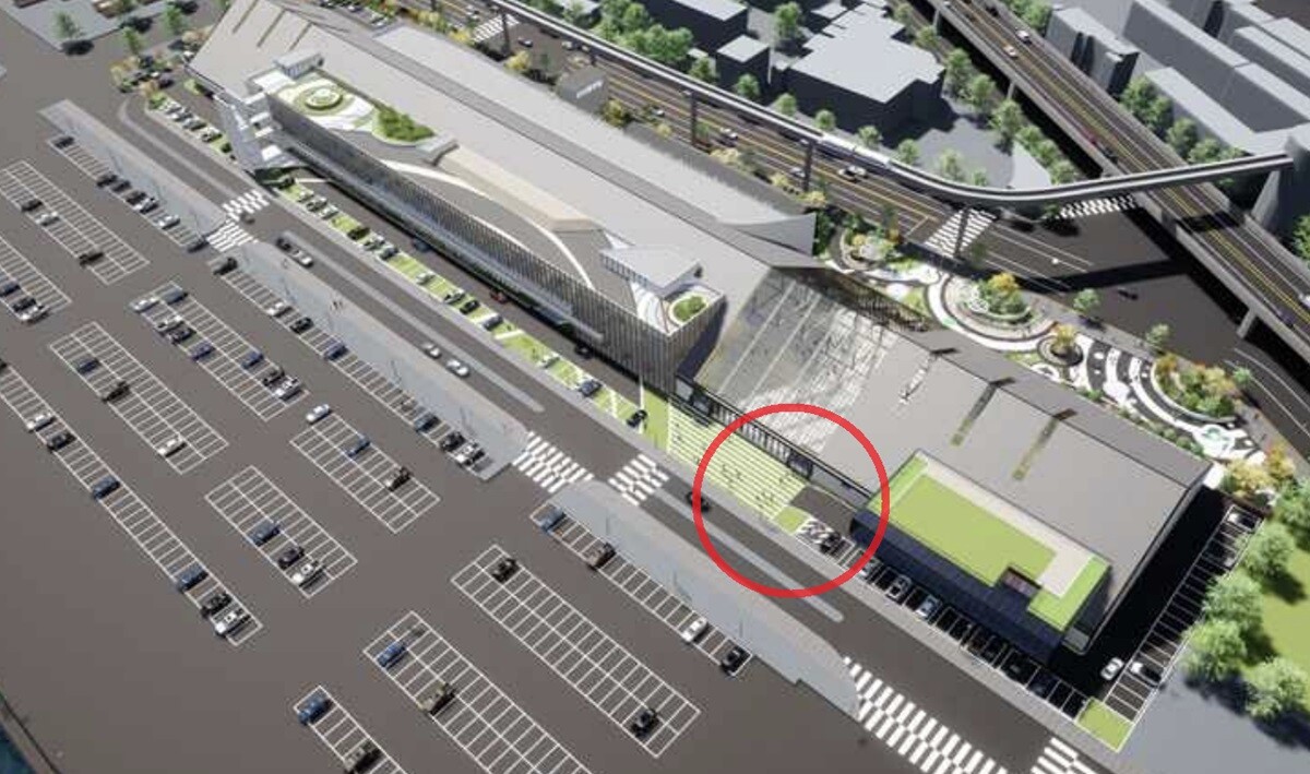 인천시의 인천내항(1·8부두) 상상플랫폼 조성사업 자료에 나온 조감도. 현재보다 1번 게이트가 왼쪽에 있어 보행자가 차량을 직접 마주하지 못하도록 설계됐다. 사진=인천시 인천내항(1·8부두) 상상플랫폼 조성사업