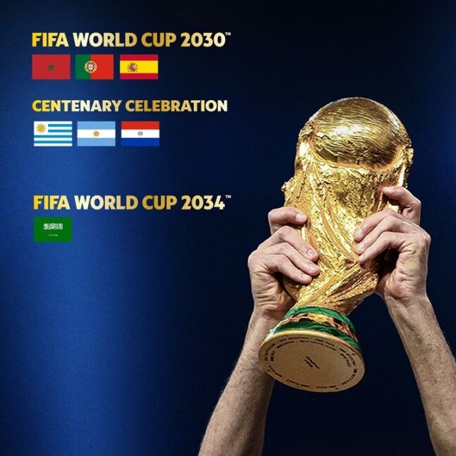 2030년과 2034년에 열릴 월드컵의 개최지가 결정됐다. 사진=FIFA 페이스북