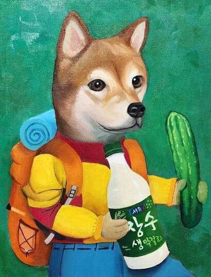 '장수' in Paw 'Jindo': 27.3×34.8cm Oil painting&amp;mixed media 2024