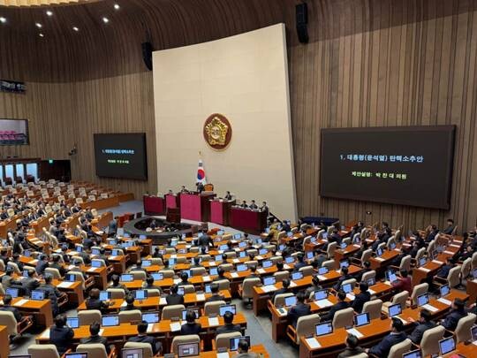 국회가 2024년 12월 14일 본회의에서 윤석열 대통령 탄핵소추안을 통과시켰다. 사진=박은숙 기자