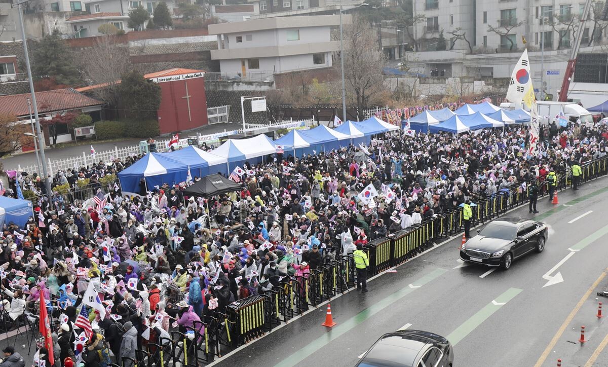 서울 용산구 한남동 대통령 관저 인근에서 열린 집회. 사진=박정훈 기자