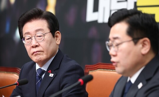 더불어민주당 이재명 대표와 박찬대 원내대표. 사진=박은숙 기자