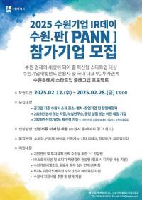 수원특례시, '2025 수원기업 IR데이 수원.판(PANN)' 참여기업 28일까지 모집