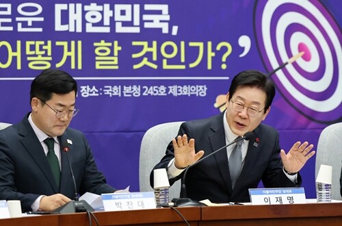 이재명 더불어민주당 대표가 지난해 12월 19일 국회에서 열린 민주당 정책 디베이트 '행복하고 정의로운 대한민국, 상법 개정 어떻게 할 것인가?'에서 발언하고 있다. 사진=박은숙 기자