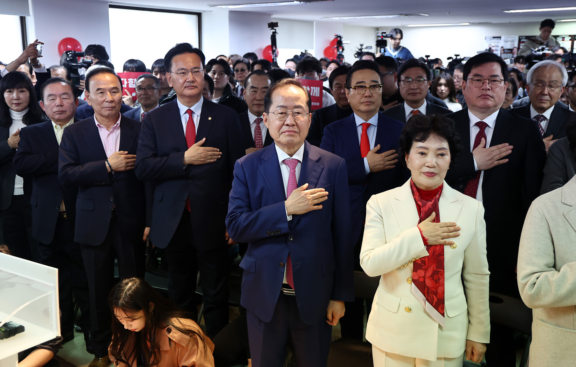 4월 14일 홍준표 전 대구시장 대선경선 캠프 개소식. 사진=최준필 기자