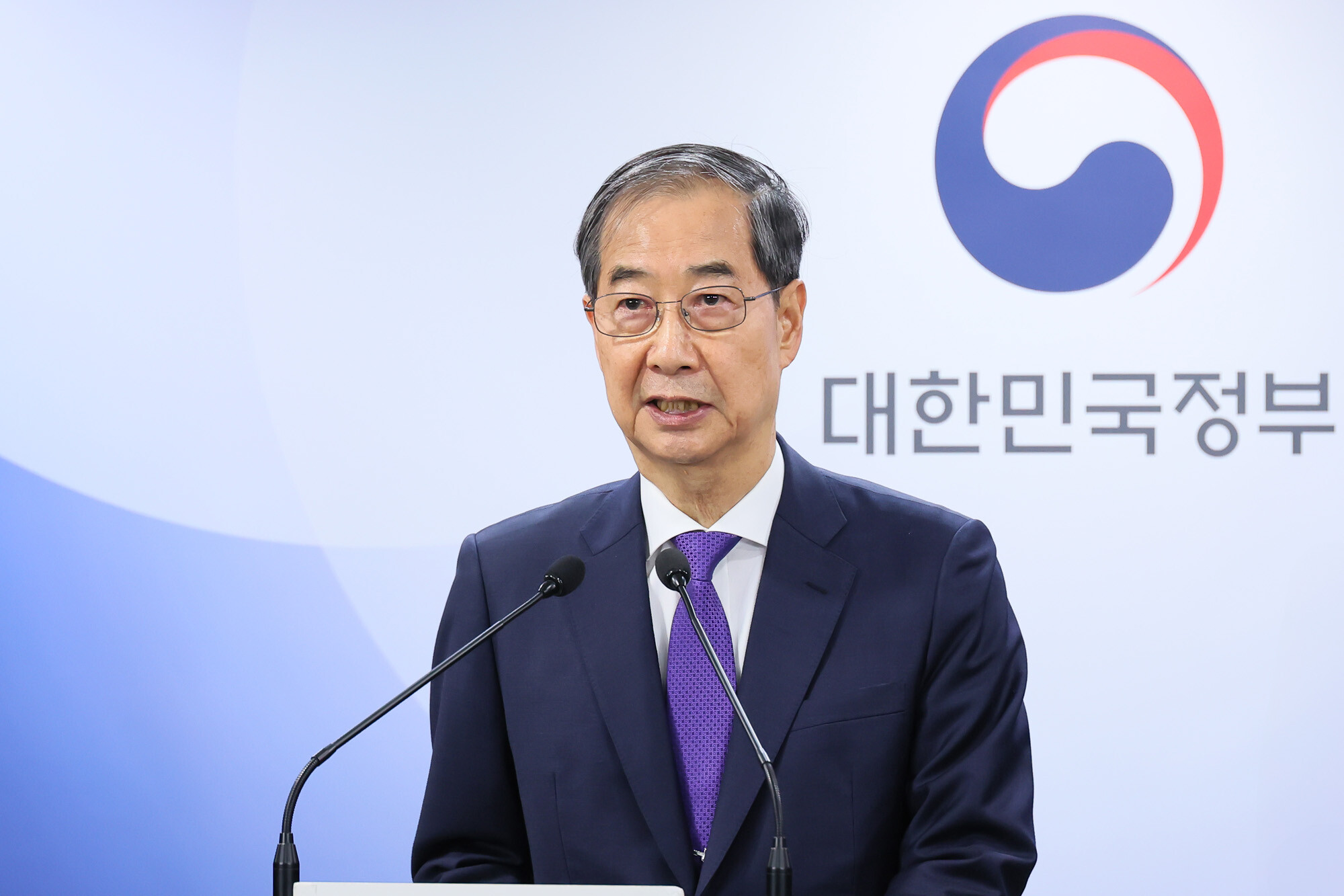 5월 1일 대국민담화하는 한덕수 전 대통령 권한대행. 사진=국무총리실 제공
