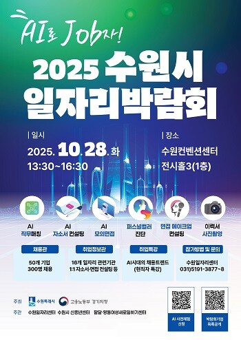 AI로 JOB자! '2025 수원시 일자리박람회' 포스터.