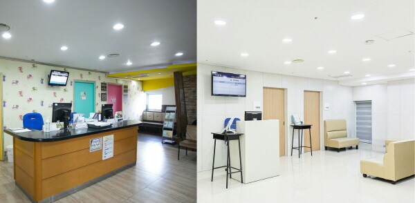 별관 진료실 리모델링 전(왼쪽)과 후의 모습. 사진=에스엠지 연세병원 제공