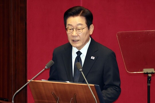 이재명 대통령이 11월 4일 서울 여의도 국회 본회의에서 2026년도 예산안 및 기금운용계획안에 대한 정부의 시정연설을 하고 있다. 사진=국회사진기자단