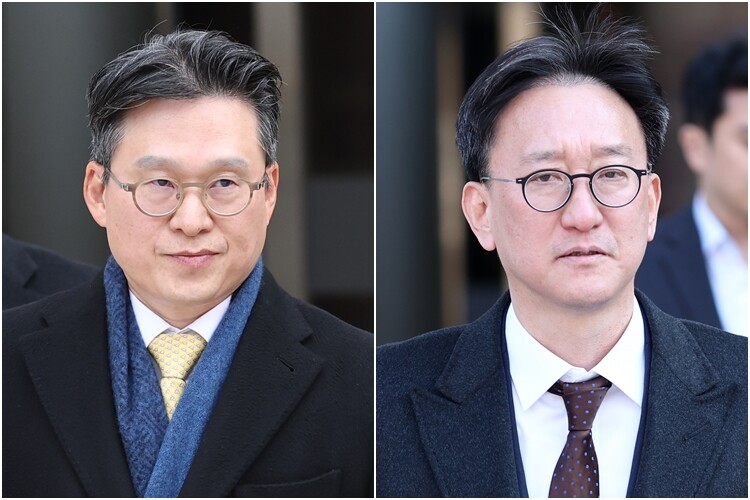 채상병 순직 사건 수사를 방해한 혐의를 받는 김선규(왼쪽)·송창진 전 고위공직자범죄수사처(공수처) 부장검사. 사진=연합뉴스