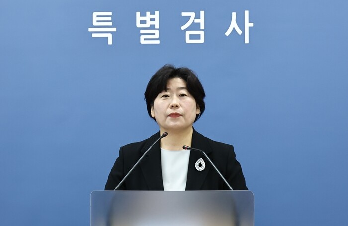 박지영 내란특검보가 지난 11월 28일 특검 사무실이 마련된 서울 서초구 고등검찰청 기자실에서 브리핑을 하고 있다. 사진=연합뉴스
