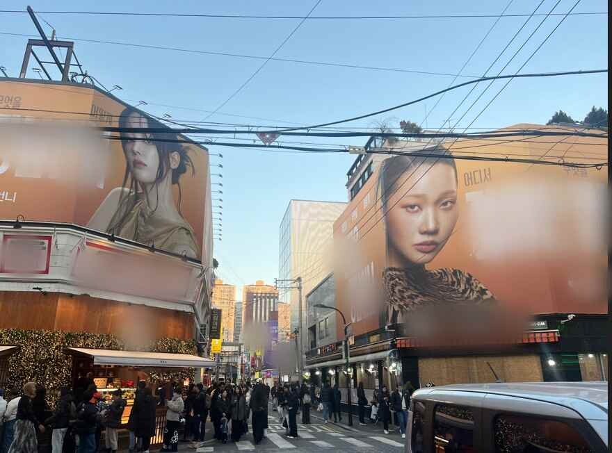 지난 1일 성수동 연무장길 일대 식당 건물 외벽에 옥외광고물이 걸려 있다. 사진=한승구 기자