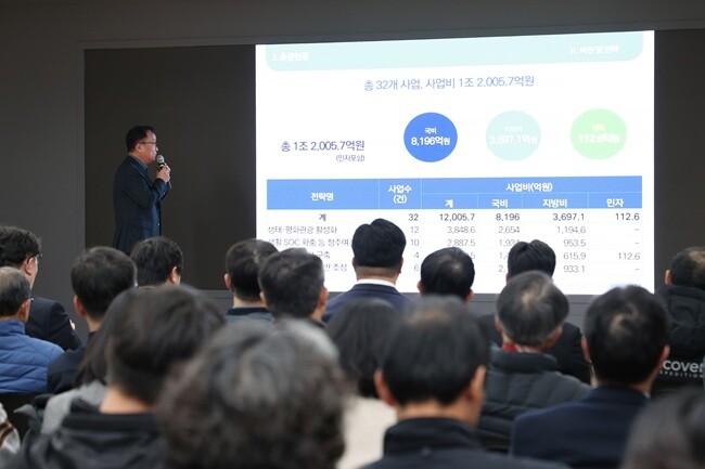 16일 군청 대회의실에서 주민·전문가 등 100여 명이 참석한 가운데 ‘경기도 접경지역 발전종합계획(안) 공청회’가 개최됐다.사진제공=가평군