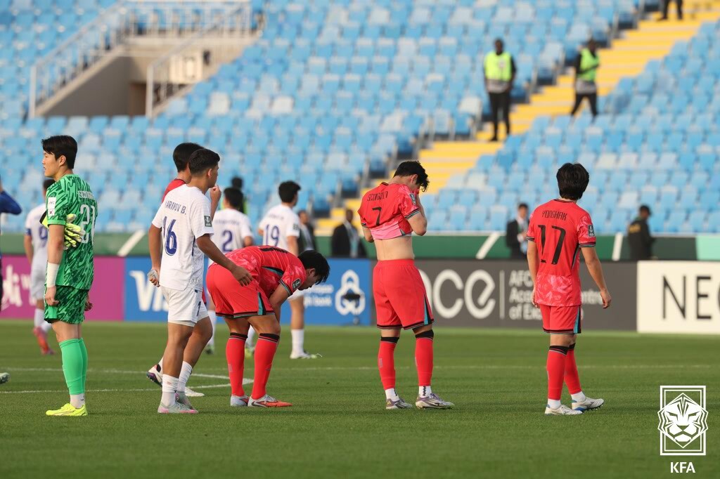 아시안컵에 나선 U-23 대표팀이 우즈벡에 0-2로 패했다. 이전까지 이 연령대에서 역대 전적 13승 1무 2패를 기록 중이었다. 사진=KFA 제공