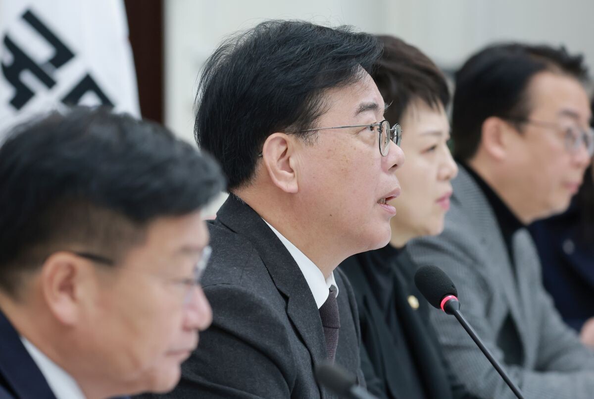 송언석 원내대표가 16일 국회에서 기자간담회에서 발언하고 있다. 사진=연합뉴스