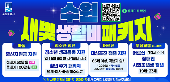 2026년부터 시작된 수원시 '새빛 생활비 패키지' 이미지. 사진=수원시 제공