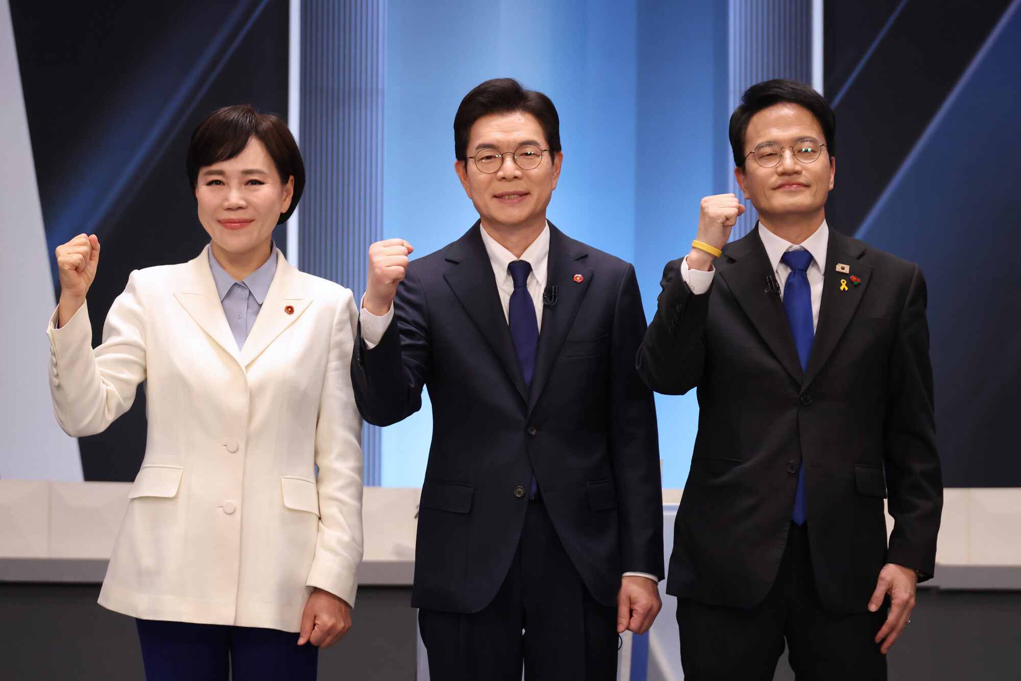 민주당 서울시장 경선에서 경쟁을 펼쳤던 전현희 의원, 정원오 전 성동구청장, 박주민 의원. 사진=박은숙 기자