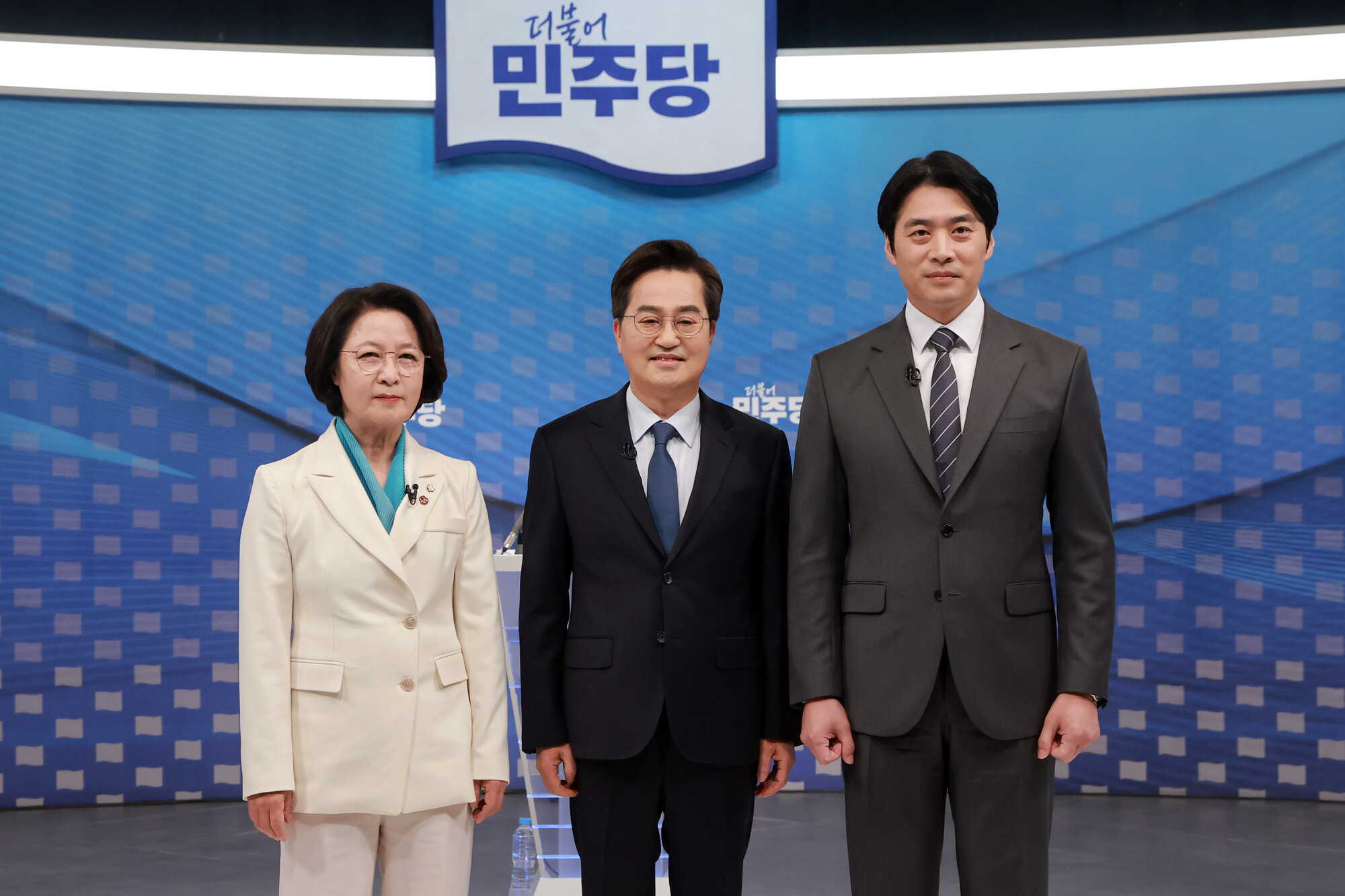 민주당 경기지사 경선 주자들. 추미애 민주당 의원, 김동연 경기지사, 한준호 민주당 의원. 사진=사진공동취재단