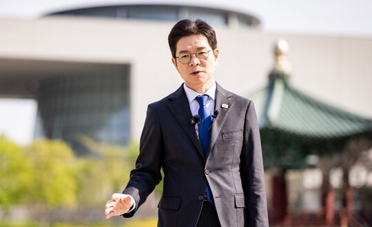 정원오 더불어민주당 서울시장 후보가 4월 14일 국립중앙박물관에서 문화관광 공약을 발표하고 있다. 사진=정원오 캠프 제공