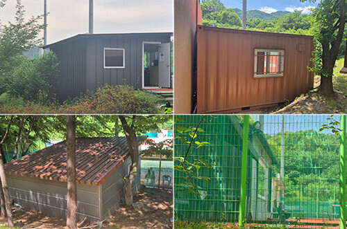 설봉공원 테니스장에 설치된 가설건축물. 세움터 건축행정시스템에서 신고 이력을 확인할 수 없었다. 사진=정원평 기자