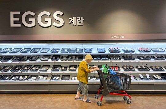 신선제품 매대에 신선제품 대신 주방도구가 진열돼 있는 서울 시내 한 홈플러스 매장. 사진=박정훈 기자