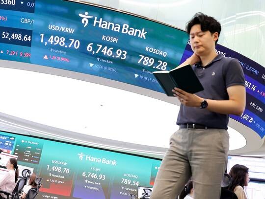 반도체 업황과 기업 실적, 단일종목 레버리지 ETF의 수급, 중동 정세와 미국 금리 전망이 동시에 지수에 영향을 주고 있다. 서울 중구 하나은행 본점 딜링룸. 사진=임준선 기자
