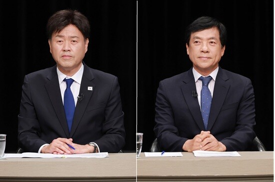 민주당 최고위원 선거 5위 쟁탈전을 펼치고 있는 김용 전 민주연구원 부원장과 이성윤 민주당 의원. 사진=최준필 기자